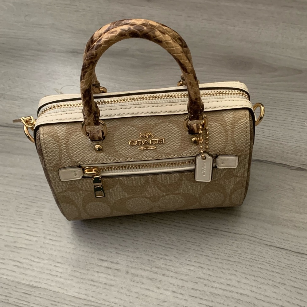 Coach mini Rowan crossbody with snakeskin print detailing! EUC